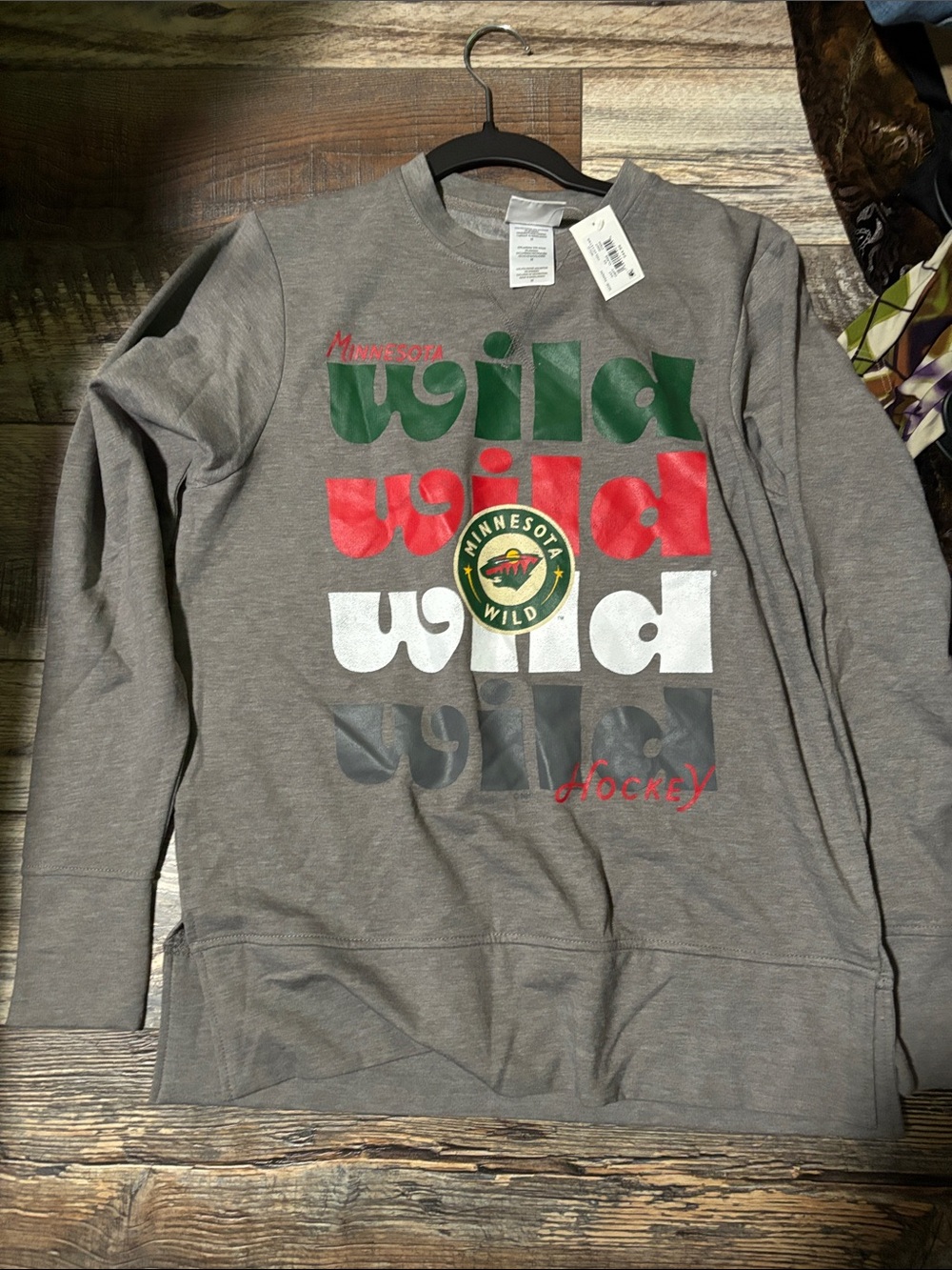 NHL Minnesota Gray Logo Sweatshirt - Men's Long Sleeve